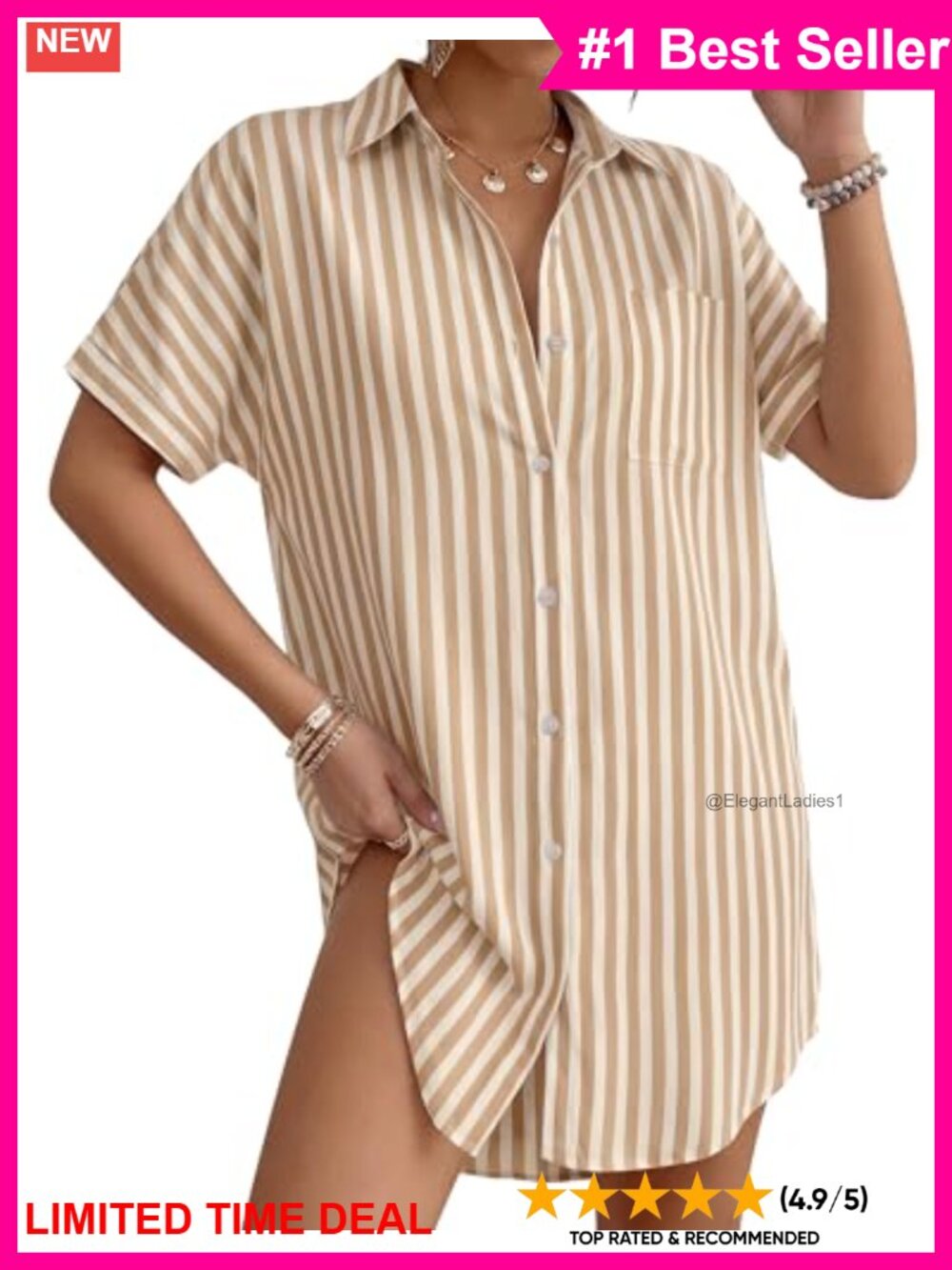 MANGOPOP Button Down Swim Coverup Short Sleeve High Low Beach Shirt